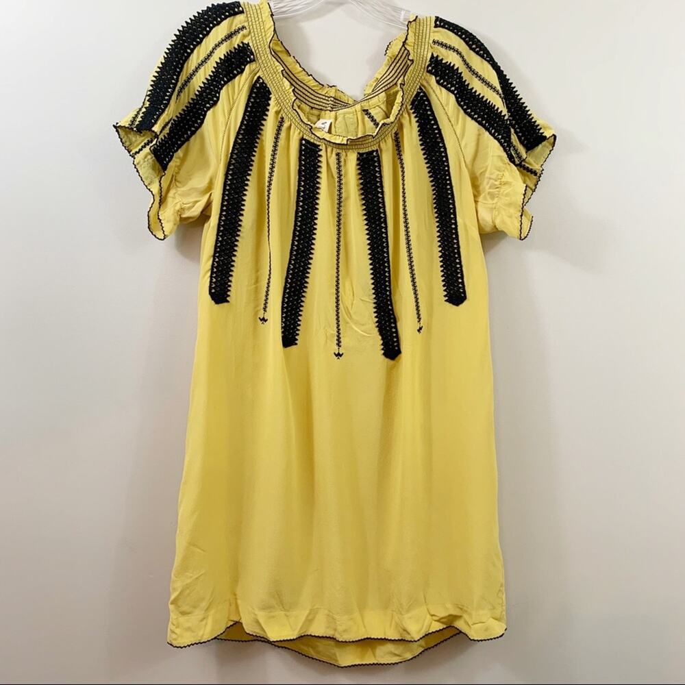Anthropologie Floreat Silk Gold/Black Lace Dress